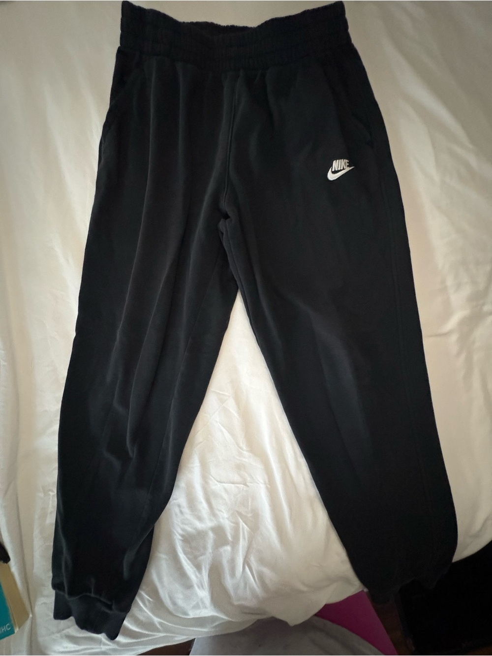 Nike Kids Black Jogger Sweatpants with White Swoosh
